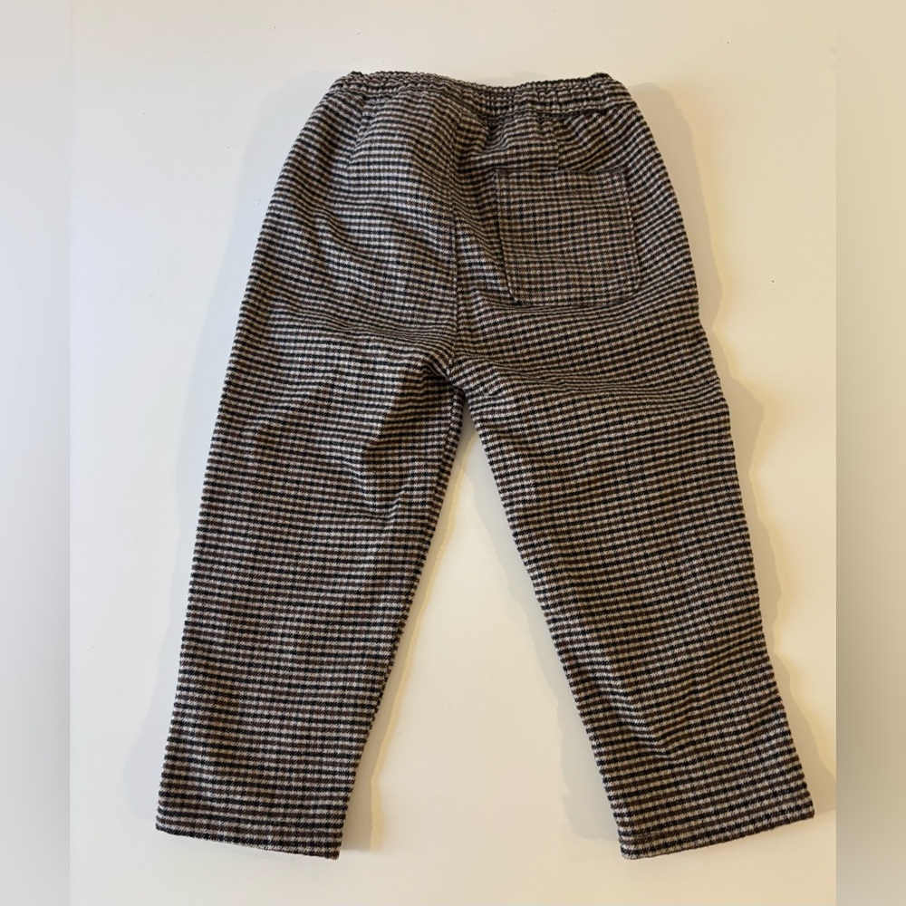 Zara Toddler Houndstooth Check Pants Brown Taupe 18–24M Elastic Pull-On - Picture 3 of 4